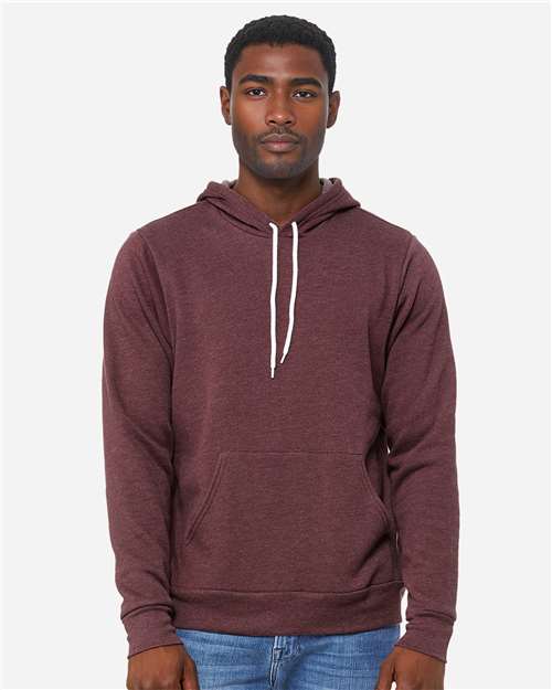 Bella+Canvas 3719 Unisex Sponge Fleece Pullover Hoodie - Heather Maroon - model front
