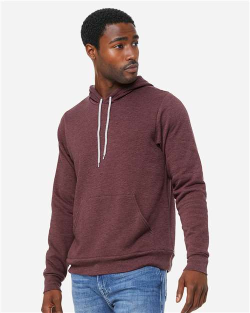 Bella+Canvas 3719 Unisex Sponge Fleece Pullover Hoodie - Heather Maroon - model side