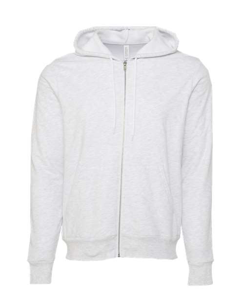Bella + Canvas 3739 Sponge Fleece Full-Zip Hoodie Sweatshirt - Ash - flat front