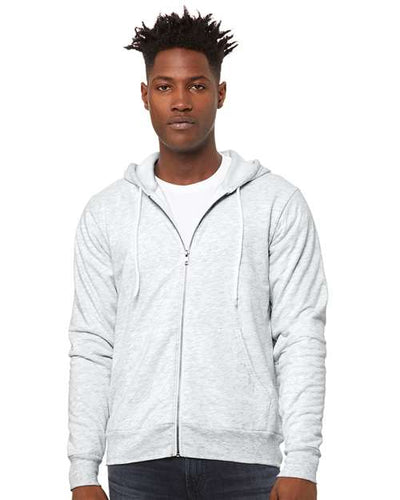 Bella + Canvas 3739 Sponge Fleece Full-Zip Hoodie Sweatshirt - Ash - model front
