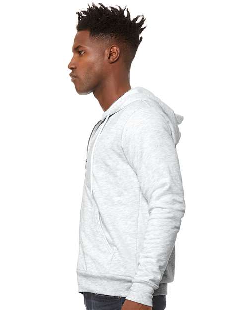 Bella + Canvas 3739 Sponge Fleece Full-Zip Hoodie Sweatshirt - Ash - model side