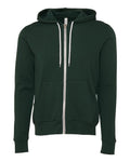 Bella + Canvas 3739 Sponge Fleece Full-Zip Hoodie Sweatshirt - Forest - flat front