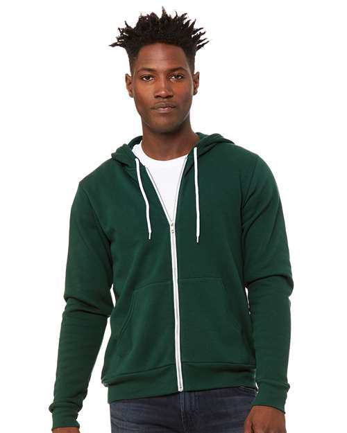 Bella + Canvas 3739 Sponge Fleece Full-Zip Hoodie Sweatshirt - Forest - model front