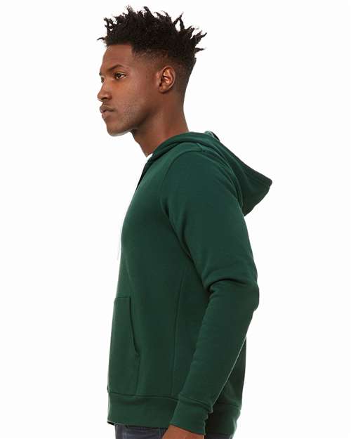 Bella + Canvas 3739 Sponge Fleece Full-Zip Hoodie Sweatshirt - Forest - model side