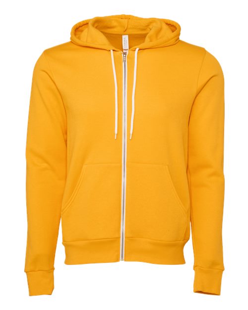 Bella + Canvas 3739 Sponge Fleece Full-Zip Hoodie Sweatshirt - Gold - flat front