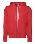 Bella + Canvas 3739 Sponge Fleece Full-Zip Hoodie Sweatshirt - Heather Red - flat front