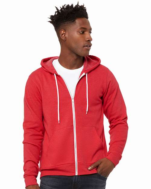 Bella + Canvas 3739 Sponge Fleece Full-Zip Hoodie Sweatshirt - Heather Red - model front
