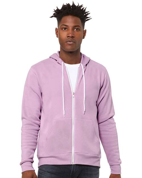 Bella + Canvas 3739 Sponge Fleece Full-Zip Hoodie Sweatshirt - Lilac - model front