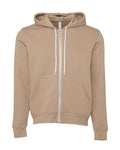 Bella + Canvas 3739 Sponge Fleece Full-Zip Hoodie Sweatshirt - Tan - flat front
