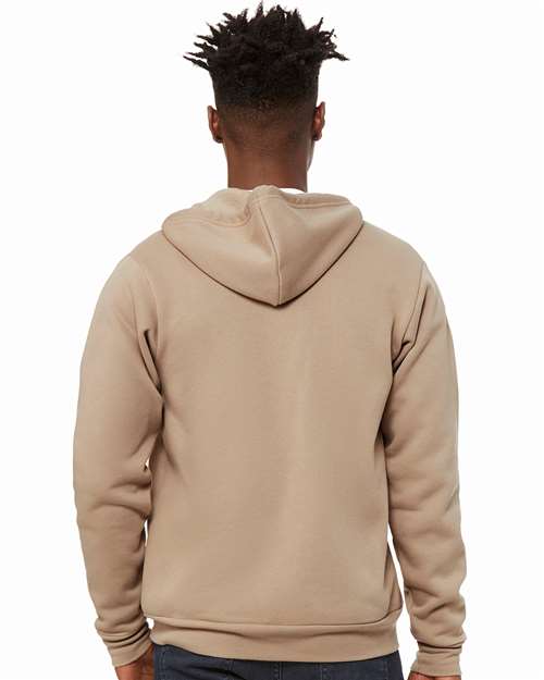 Bella + Canvas 3739 Sponge Fleece Full-Zip Hoodie Sweatshirt - Tan - model back