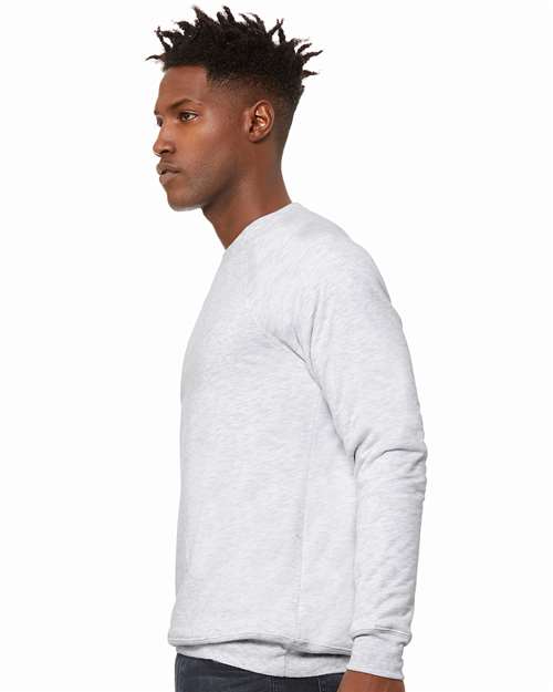 BELLA + CANVAS 3901 Unisex Sponge Fleece Raglan Crewneck Sweatshirt - Ash - model side