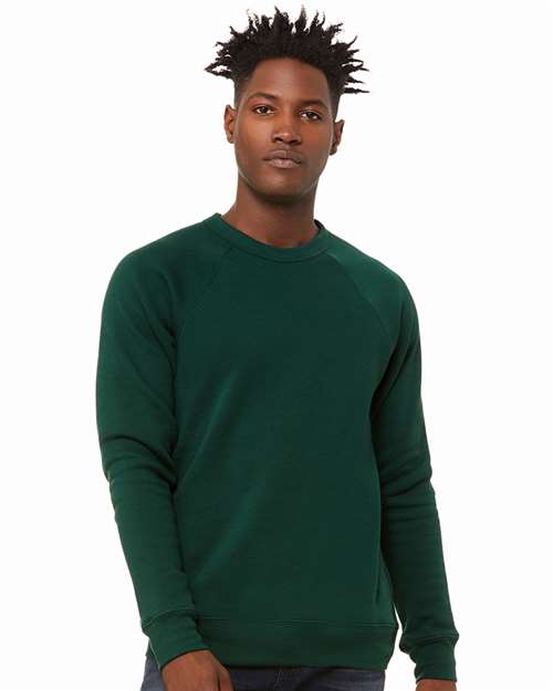 BELLA + CANVAS 3901 Unisex Sponge Fleece Raglan Crewneck Sweatshirt - Forest - model front