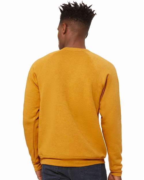 BELLA + CANVAS 3901 Unisex Sponge Fleece Raglan Crewneck Sweatshirt - Heather Mustard - model back
