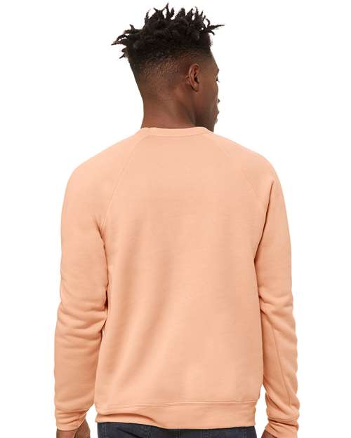 BELLA + CANVAS 3901 Unisex Sponge Fleece Raglan Crewneck Sweatshirt - Peach - model back