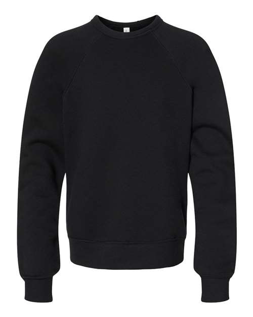 BELLA + CANVAS 3901Y Youth Sponge Fleece Crewneck Sweatshirt - Black - front