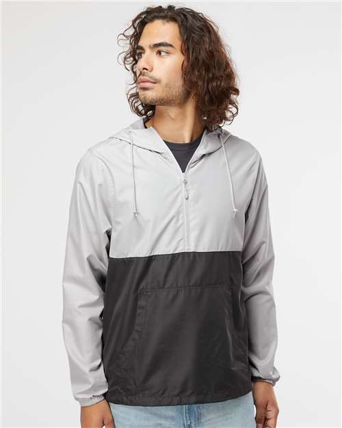 Independent Trading Co. EXP54LWP Unisex Lightweight Quarter-Zip Windbreaker Pullover Jacket - Smoke/ Graphite - model front