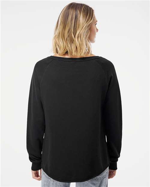 Independent Trading Co. PRM2000 Women's California Wave Wash Crewneck Sweatshirt - Black - model back