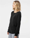 Independent Trading Co. PRM2000 Women's California Wave Wash Crewneck Sweatshirt - Black - model side