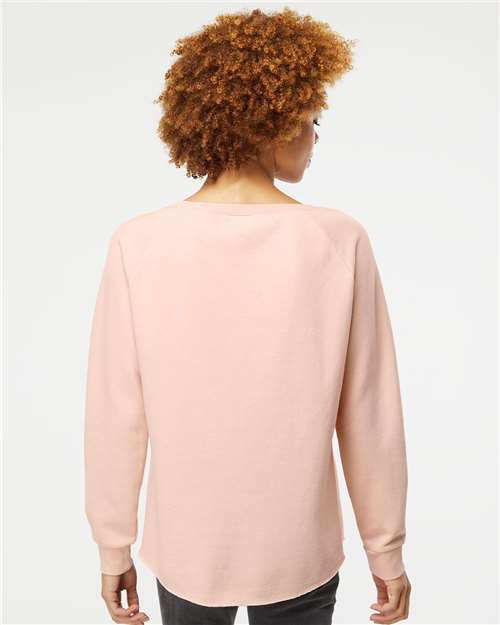 Independent Trading Co. PRM2000 Women's California Wave Wash Crewneck Sweatshirt - Blush - model back