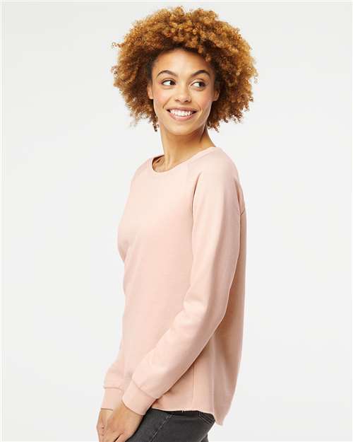 Independent Trading Co. PRM2000 Women's California Wave Wash Crewneck Sweatshirt - Blush - model side