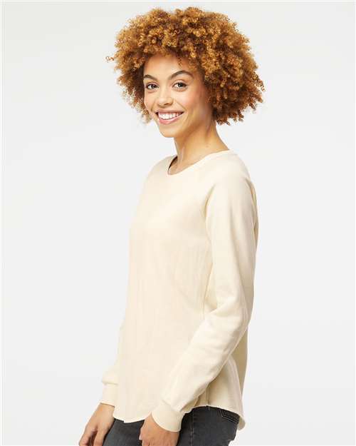 Independent Trading Co. PRM2000 Women's California Wave Wash Crewneck Sweatshirt - Bone - model side
