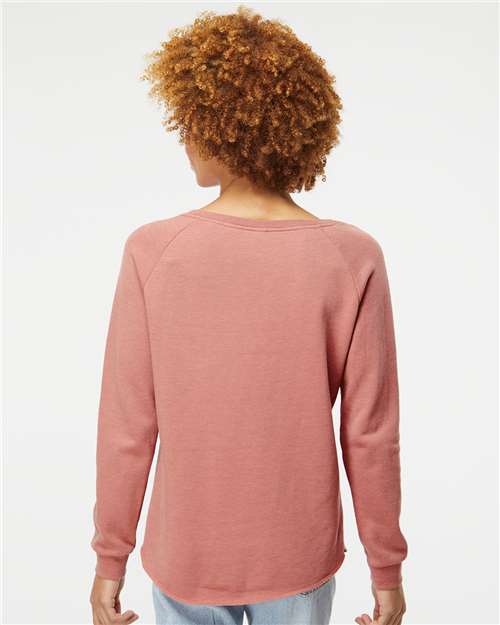 Independent Trading Co. PRM2000 Women's California Wave Wash Crewneck Sweatshirt - Dusty Rose - model back