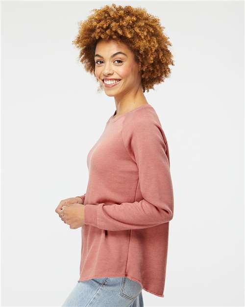 Independent Trading Co. PRM2000 Women's California Wave Wash Crewneck Sweatshirt - Dusty Rose - model side