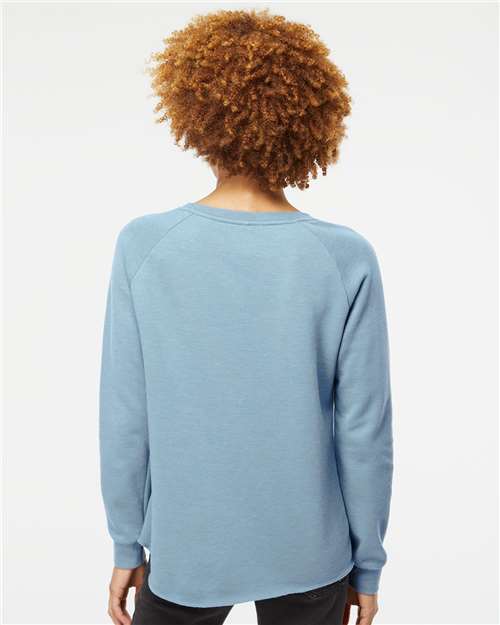 Independent Trading Co. PRM2000 Women's California Wave Wash Crewneck Sweatshirt - Misty Blue - model back