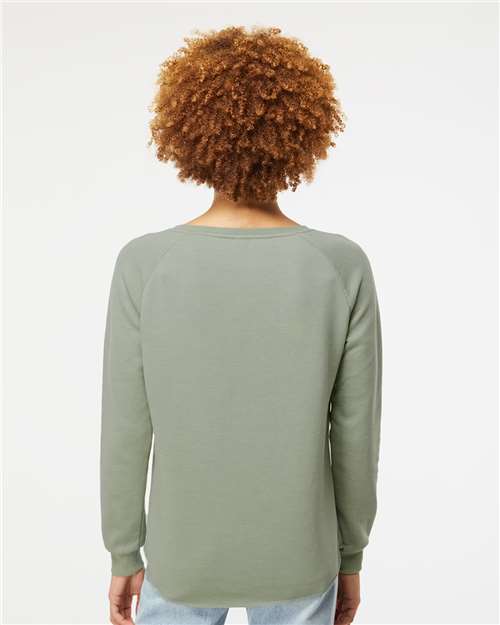 Independent Trading Co. PRM2000 Women's California Wave Wash Crewneck Sweatshirt - Sage - model back