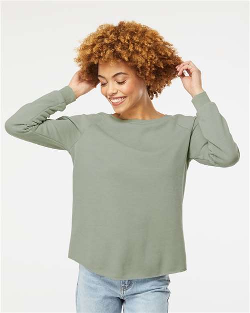 Independent Trading Co. PRM2000 Women's California Wave Wash Crewneck Sweatshirt - Sage - model front