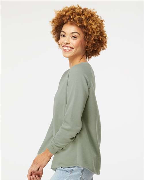 Independent Trading Co. PRM2000 Women's California Wave Wash Crewneck Sweatshirt - Sage - model side