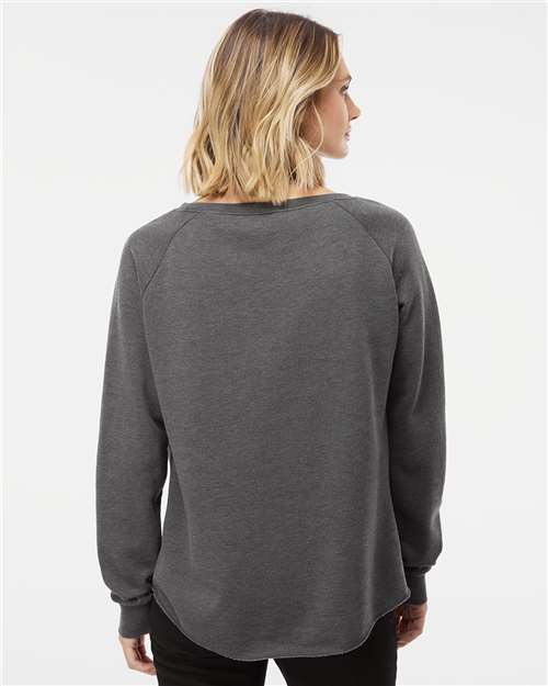 Independent Trading Co. PRM2000 Women's California Wave Wash Crewneck Sweatshirt - Shadow - model back
