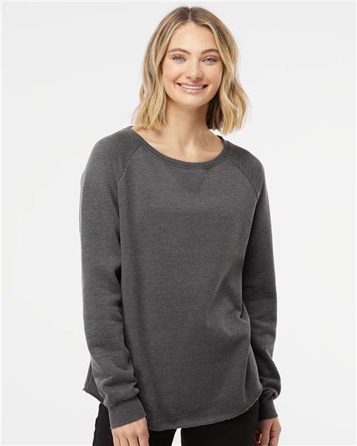 Independent Trading Co. PRM2000 Women's California Wave Wash Crewneck Sweatshirt - Shadow - model front