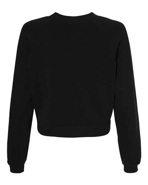 BELLA + CANVAS 7505 Women's Crop Raglan Crewneck Sweatshirt - Black - back