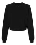 BELLA + CANVAS 7505 Women's Crop Raglan Crewneck Sweatshirt - Black - front