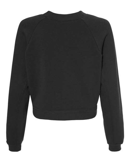 BELLA + CANVAS 7505 Women's Crop Raglan Crewneck Sweatshirt - Dark Grey - back