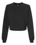 BELLA + CANVAS 7505 Women's Crop Raglan Crewneck Sweatshirt - Dark Grey - front
