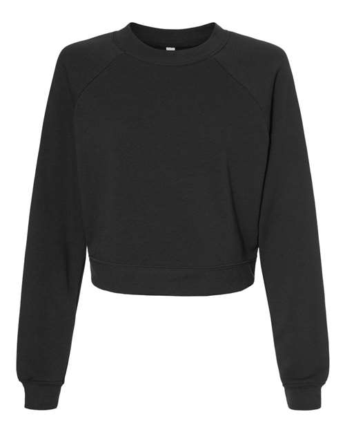 BELLA + CANVAS 7505 Women's Crop Raglan Crewneck Sweatshirt - Dark Grey - front