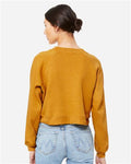 BELLA + CANVAS 7505 Women's Crop Raglan Crewneck Sweatshirt - Heather Mustard - model back