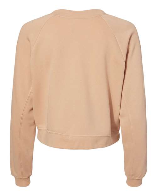 BELLA + CANVAS 7505 Women's Crop Raglan Crewneck Sweatshirt - Heather Sand Dune - back