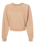 BELLA + CANVAS 7505 Women's Crop Raglan Crewneck Sweatshirt - Heather Sand Dune - front