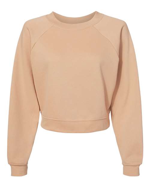 BELLA + CANVAS 7505 Women's Crop Raglan Crewneck Sweatshirt - Heather Sand Dune - front