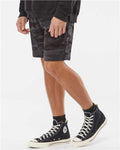 Independent Trading Co. IND20SRT Men's Midweight Fleece Shorts - Black Camo - model side
