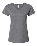 LAT 3507 Women's Fine Jersey V-Neck Tee - Granite Heather - front