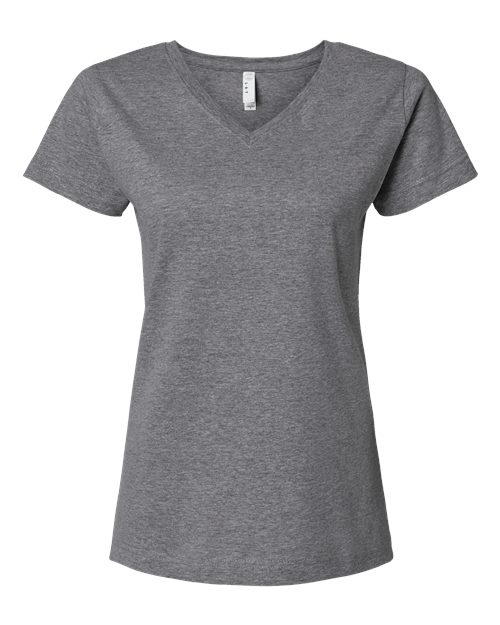 LAT 3507 Women's Fine Jersey V-Neck Tee - Granite Heather - front