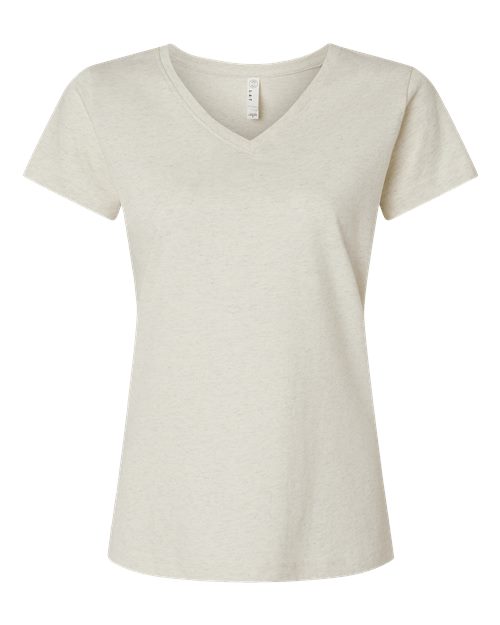 LAT 3507 Women's Fine Jersey V-Neck Tee - Natural Heather - front