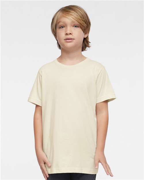 LAT 6101 Youth Fine Jersey Tee - Natural - model front