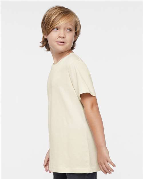 LAT 6101 Youth Fine Jersey Tee - Natural - model side