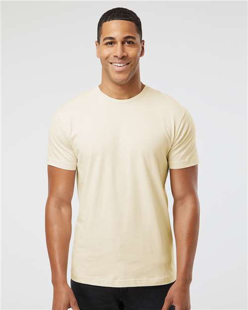 LAT 6901 Unisex Fine Jersey Tee - Natural - model front