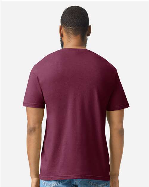 Gildan 64000CVC Unisex Softstyle CVC T-Shirt - Maroon Mist - model back